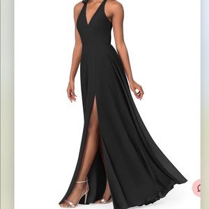 Azazie AMALFI Black Sleeveless Gown